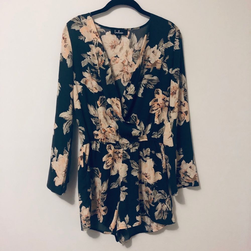 Lulus Navy Blue Floral Print Romper